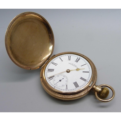 1141 - A Waltham gold plated full-hunter pocket watch