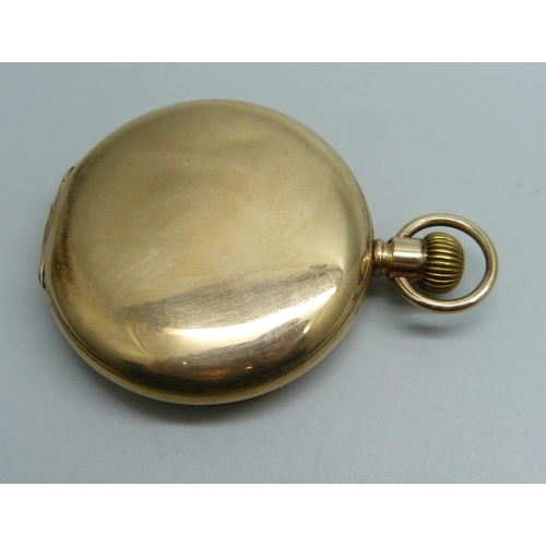 1141 - A Waltham gold plated full-hunter pocket watch