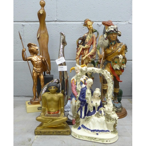 1192 - A collection of assorted figures including Native American, oriental, etc. **PLEASE NOTE THIS LOT IS... 