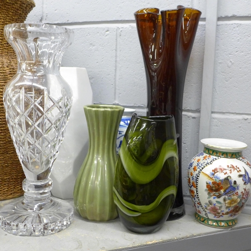 1193 - A collection of vases including crystal, glass, wood and china **PLEASE NOTE THIS LOT IS NOT ELIGIBL... 