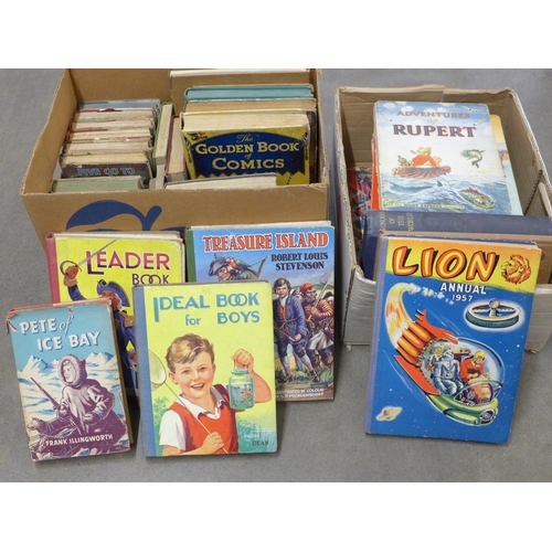 1201 - Two boxes of children's annuals, books, etc., mid 20th Century **PLEASE NOTE THIS LOT IS NOT ELIGIBL... 