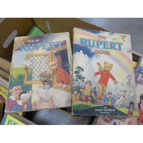 1201 - Two boxes of children's annuals, books, etc., mid 20th Century **PLEASE NOTE THIS LOT IS NOT ELIGIBL... 