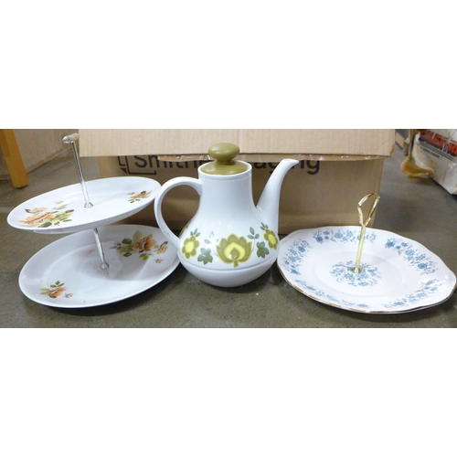 1215 - A collection of glassware, china plates and a plated basket **PLEASE NOTE THIS LOT IS NOT ELIGIBLE F... 