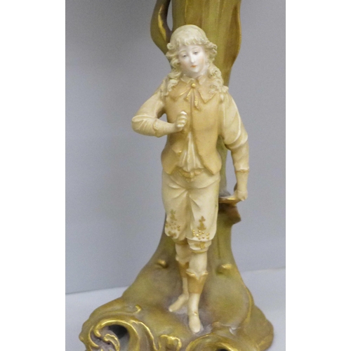 609 - An Art Nouveau Tura Wien, Austria De Pose porcelain centrepiece in two pieces, 30.5cm