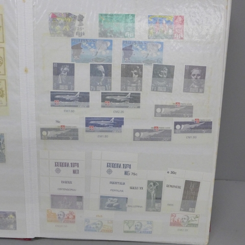 682 - Stamps; world unmounted mint in 32 page stockbook, many in complete sets