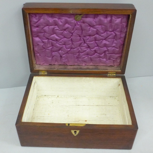 703 - A wooden sewing box with mother of pearl inlay