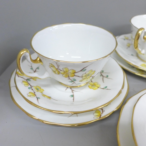 703A - An Adderley fine bone china Chinese Blossom part tea set, five cups, seven saucers and tea plates, c... 