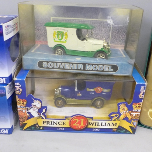 704 - A collection of nine die-cast model vehicles; Days Gone HRH The Prince of Wales 60th Birthday Set, e... 