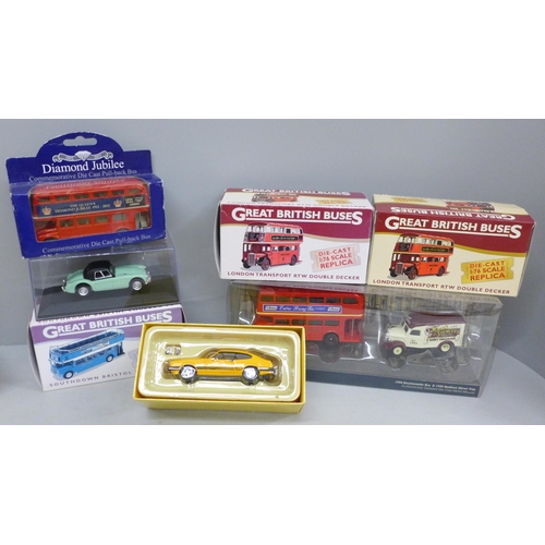 710 - A collection of seven model vehicles, Atlas Editions and Vanguards, boxed