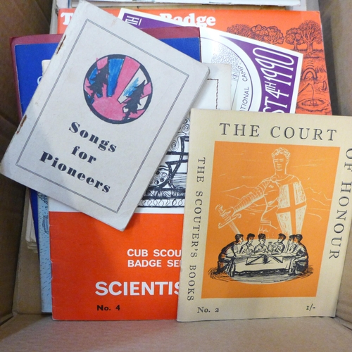 723 - Boy Scouts memorabilia including fourteen The Scout comics from the 1920s, 23 various books and 20 a... 