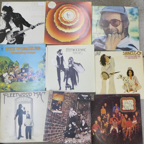 729 - Eighteen LP records, mainly 1970s, Bruce Springsteen, Stevie Wonder, Fleetwood Mac