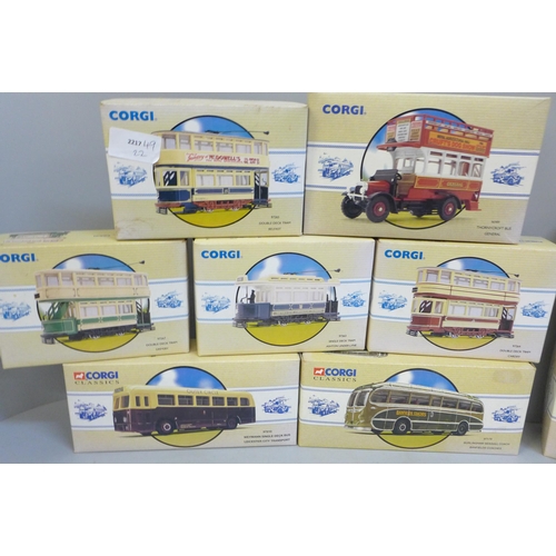 738 - Nine Corgi Classics Buses and Transport vehicles, boxed