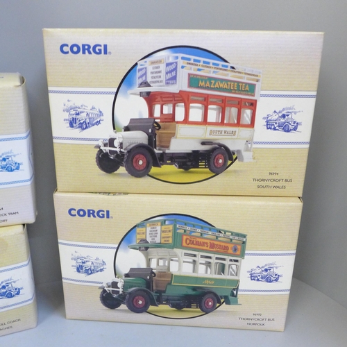 738 - Nine Corgi Classics Buses and Transport vehicles, boxed