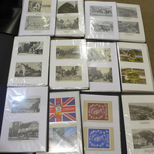 748 - A large collection in fourteen albums of over 400 mainly real photo postcards covering many topograp... 