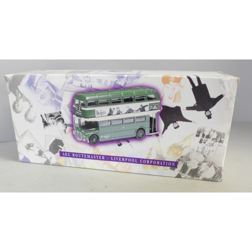 762 - The Beatles Collection Corgi Classics AEC Routemaster Liverpool Corporation model bus, boxed