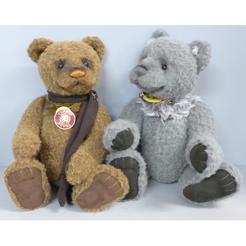 763 - Two Charlie Bears; Aloysius and Horatio with tags, by Isabelle Lee, height of both 40cms