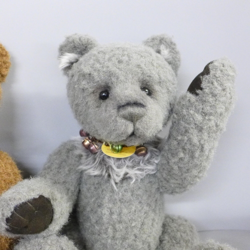 763 - Two Charlie Bears; Aloysius and Horatio with tags, by Isabelle Lee, height of both 40cms