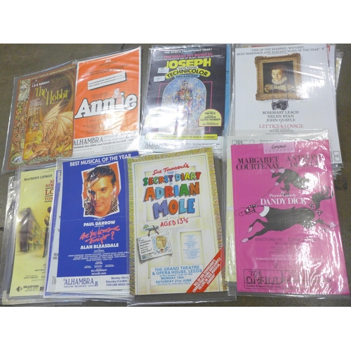 767 - Approximately 40 theatre posters, from the 1980s to 1990s stored in plastic sleeves, many production... 