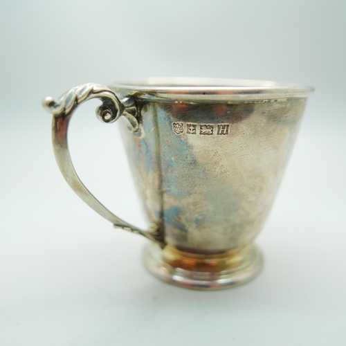 819 - A silver Christening cup, Birmingham 1957, 91g, 7cm, with inscription dated 1958