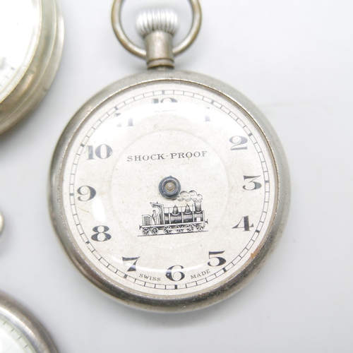 841 - A silver pocket watch, London 1924 and three other pocket watches, a/f