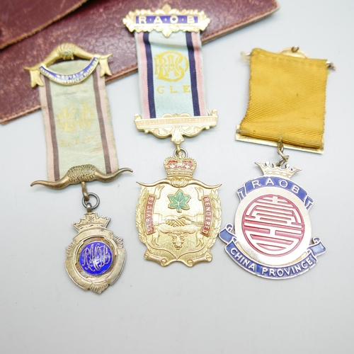 853 - Two silver gilt RAOB medals and one other