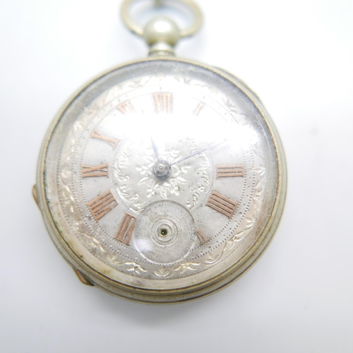 859 - Two silver pocket watches and one other pocket watch, a/f