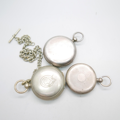 859 - Two silver pocket watches and one other pocket watch, a/f