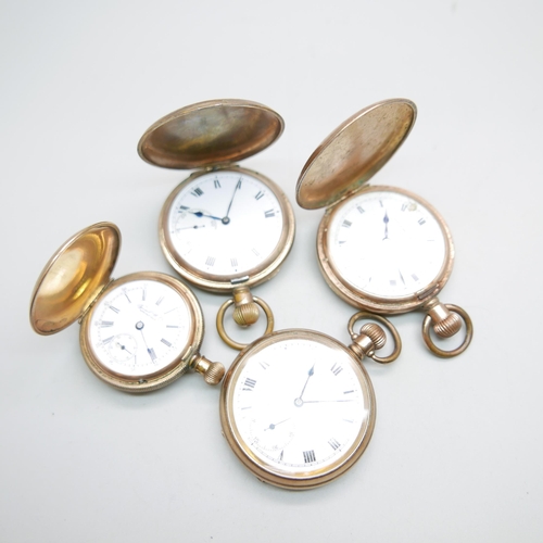 860 - Four plated pocket watches, a/f