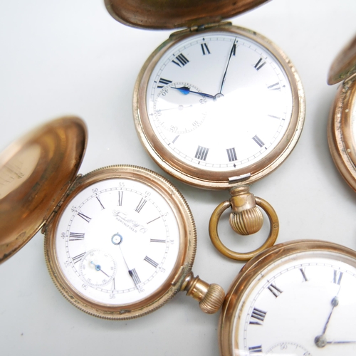 860 - Four plated pocket watches, a/f