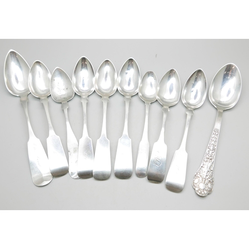 868 - A collection of ten 19th Century American silver spoons, Sanborn, Rudd and Scudder, Illsley & Co., C... 