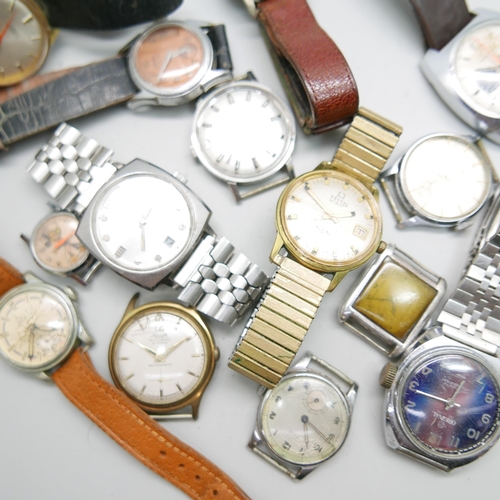 877 - An Exactima chronograph wristwatch, others include Titus, Smiths, Oriosa, etc.