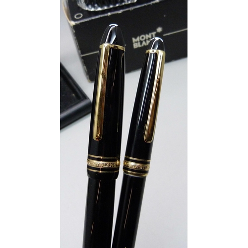 929 - A Mont Blanc Meisterstuck pen set, number 146 with original ink, serial number 104893