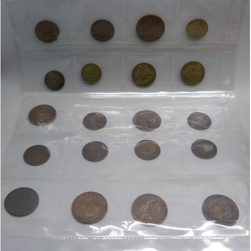 945 - A collection of European coins and tokens including 19th Century