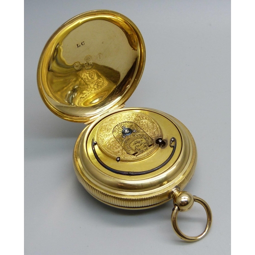 999 - An 18ct gold fusee pocket watch with diamond end stone, by J.E. Lawson, Bishopsgate Within, the case... 