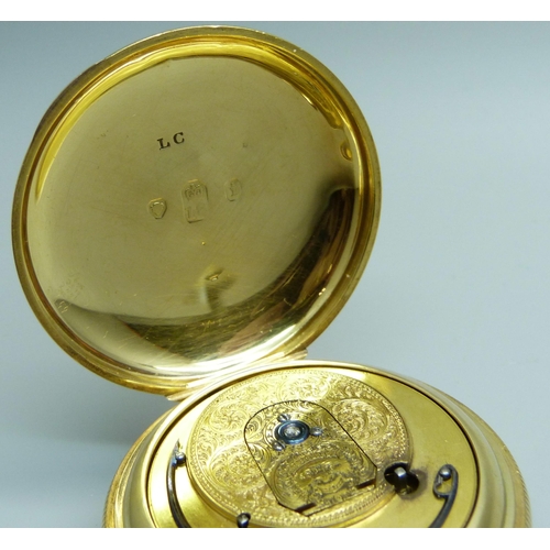 999 - An 18ct gold fusee pocket watch with diamond end stone, by J.E. Lawson, Bishopsgate Within, the case... 