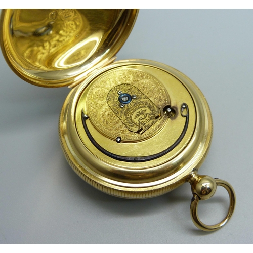 999 - An 18ct gold fusee pocket watch with diamond end stone, by J.E. Lawson, Bishopsgate Within, the case... 