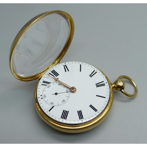 999 - An 18ct gold fusee pocket watch with diamond end stone, by J.E. Lawson, Bishopsgate Within, the case... 