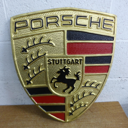 2065 - A large aluminium Porsche plaque * this lot is subject to VAT