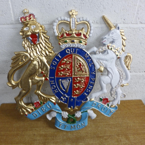 2066 - A British Royal coat of arms plaque * this lot is subject to VAT