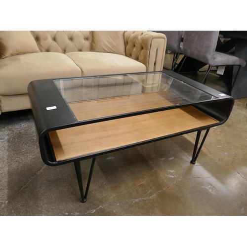 1435 - A metal and glass industrial style coffee table