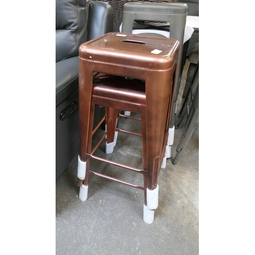 1471 - A pair of antique copper Tolix style barstools