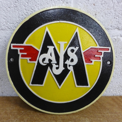 2076 - AJS/Matchless motorcycle plaque * this lot is subject to VAT