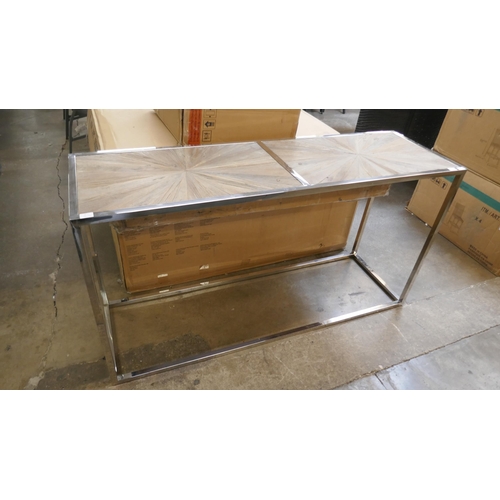 1475A - A wood and chrome large console table