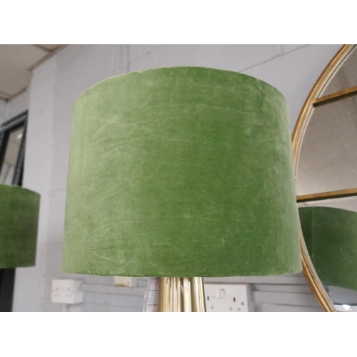 1487 - A pair of table lamps with green velvet shades