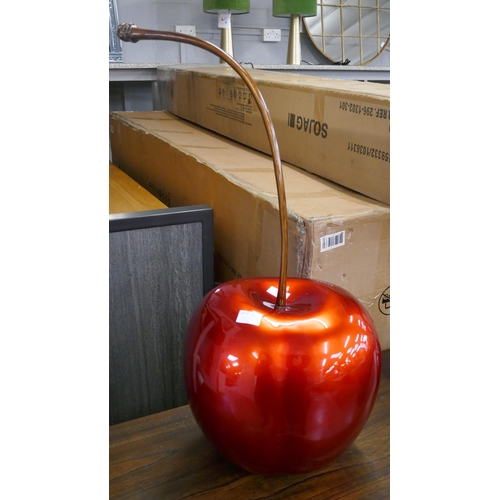 1492 - One large decorative red cherries with stems, 35cm x 30cm