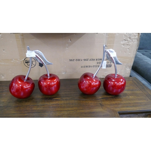 1493 - Two decorative ornamental pairs of red cherries