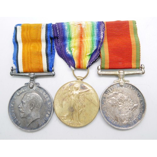 896 - Two WWI and a WWII Africa Service Medal to 52075 Pte. 1 W. Drver, RAF