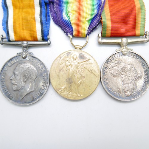 896 - Two WWI and a WWII Africa Service Medal to 52075 Pte. 1 W. Drver, RAF