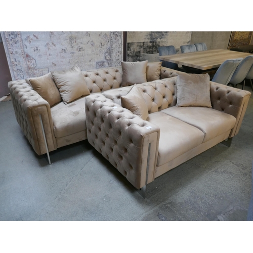 1507 - Matrix brushed gold three and two seater sofas *This lot is subject to VAT