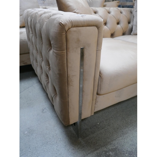 1507 - Matrix brushed gold three and two seater sofas *This lot is subject to VAT